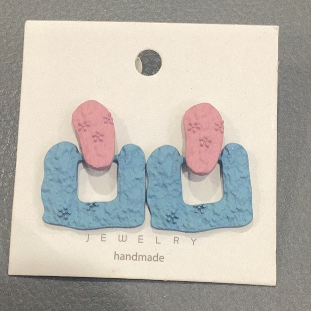 Pink and Blue Handmade Earrings